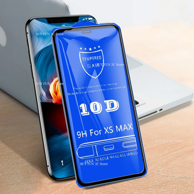 

10D Full Cover Tempered Glass For iphone 8 7 Plus 6 6s Glass screen protector On For iphone X XS MAX XR iphon 7 Protective film