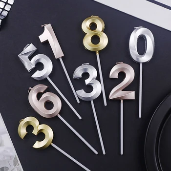 

1PC Number 1 2 3 4 5 6 7 8 9 0 Gold Silver Champagne Color Cake Happy Birthday Decor Number Candles Party Baby Kids Gifts