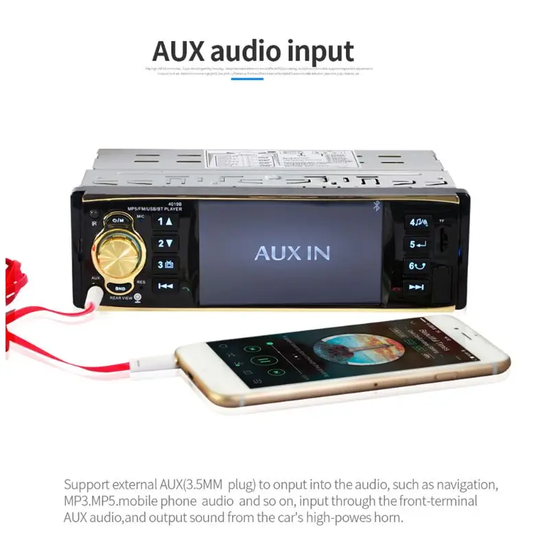 4,1 дюймов 4019B Автомагнитола MP5 плеер 1 Din HD 800*480 Bluetooth FM/AUX/USB/TF автомобильный стерео плеер Поддержка камеры заднего вида