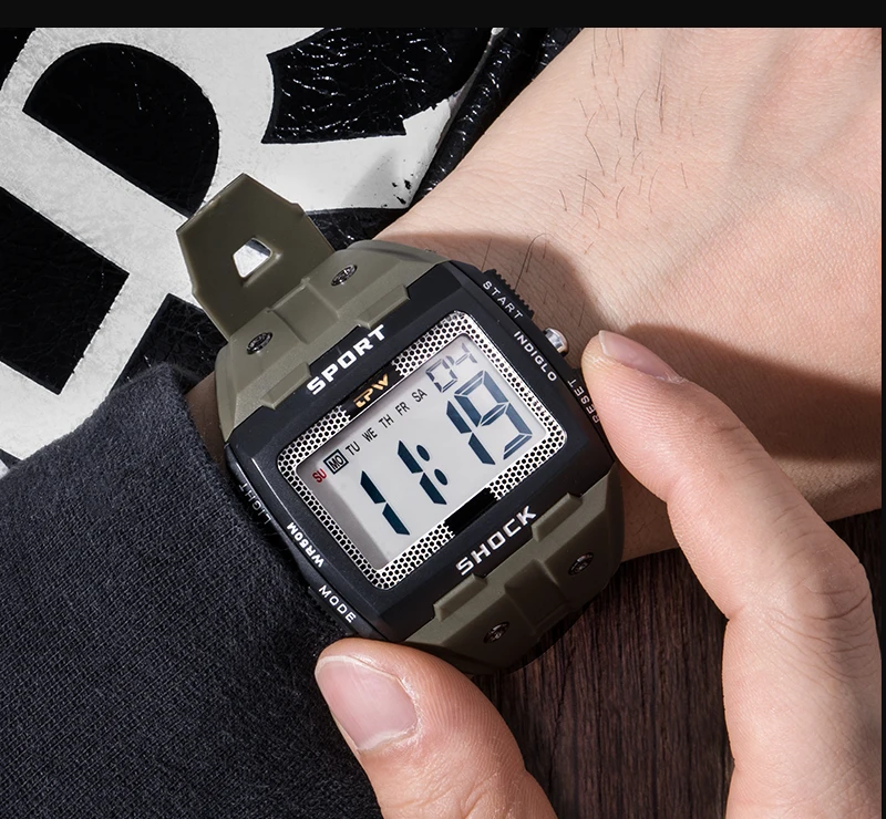 2022 New Big Number Men Watch Multifunction Alarm Clock 5ATM Waterproof Camouflage Sports Digital Wristwatches Relogio Masculino