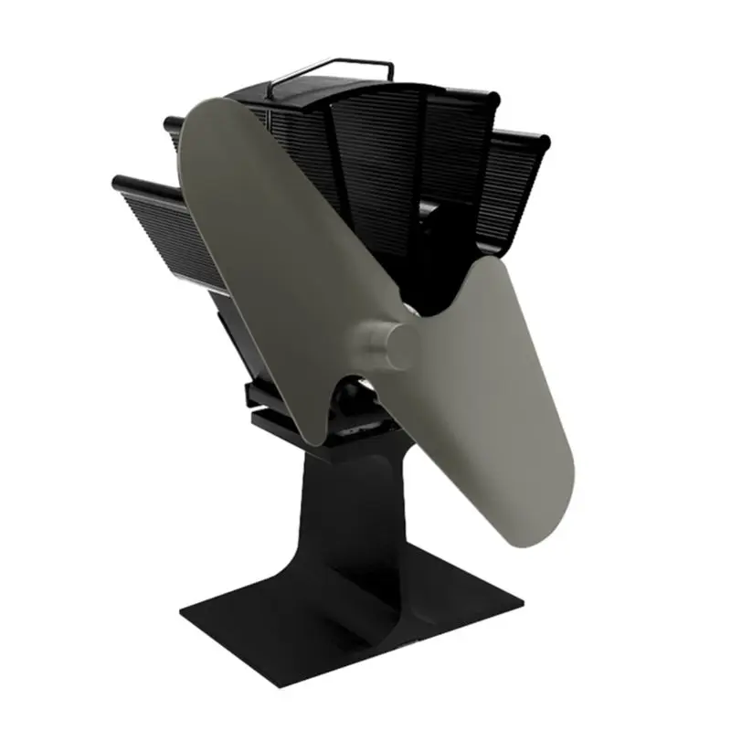 Iron Grey Heat Self Powered Fireplace Stove Fan 2 Blades for Large Room Wood Log Burner - Цвет: Iron Grey