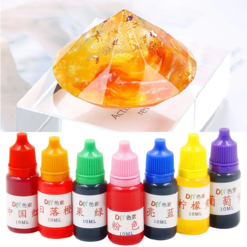

ANGELADY 7 Colors 10ml Food Grade Dyeing Pigment Slime Crystal Mud Colorant Epoxy Crystal Hand-Made Jewelry Accessories DIY Tool