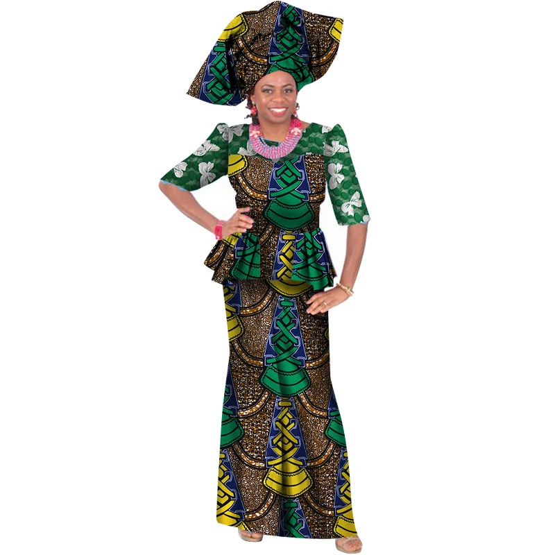 Лето г. юбка с оборкой в африканском стиле разработаны одежду традиционных Базен принт Базен Riche Большие размеры комплект с юбкой Большие размеры brw WY407 - Цвет: 22