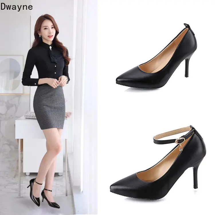 

2019 spring new pointed small size 8 cm high heels Korean fashion wild 6 cm professional large size work shoes 32 41