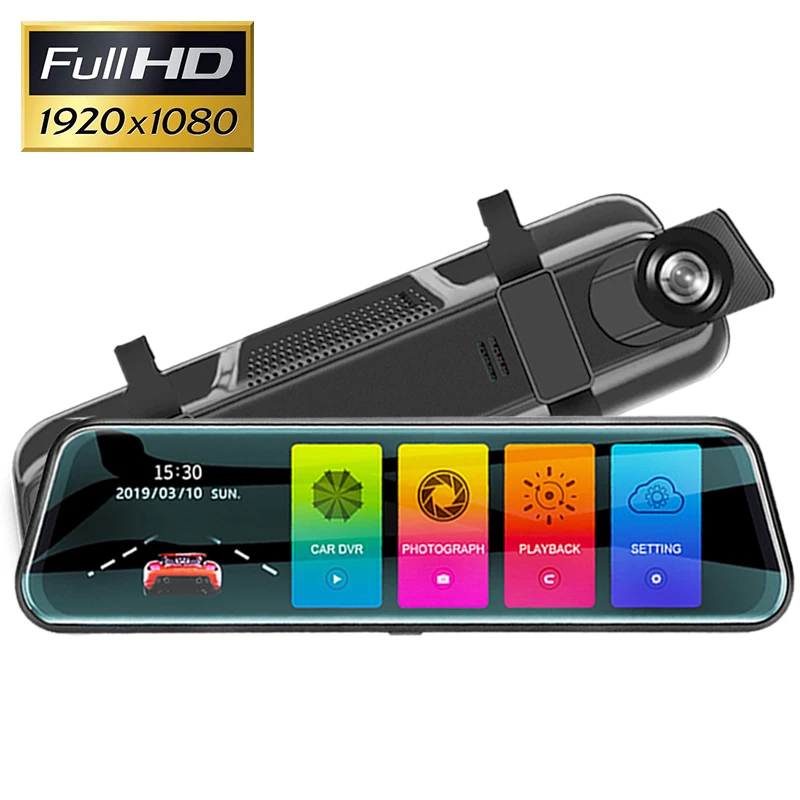 

10" IPS Touch Screen Car Dvr Mirror Stream RearView Mirror Dash Camera Dash Cam Dual Lens Car Camera Full Hd Drive Recorder