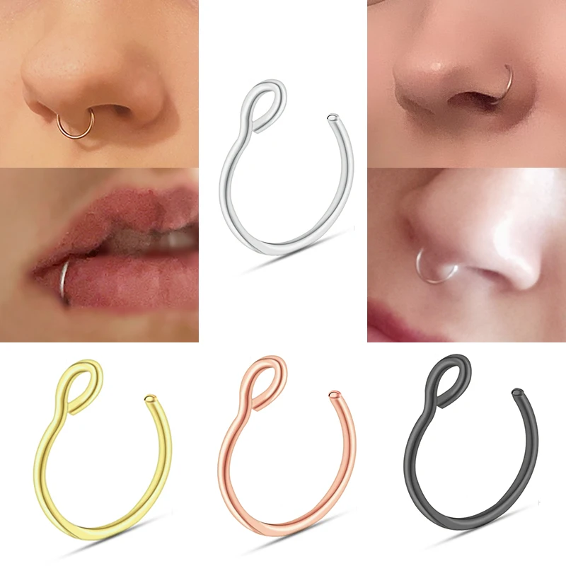 1 Pcs Nose Rings And Studs Stainless Piercing Nariz Fake Septum Ring