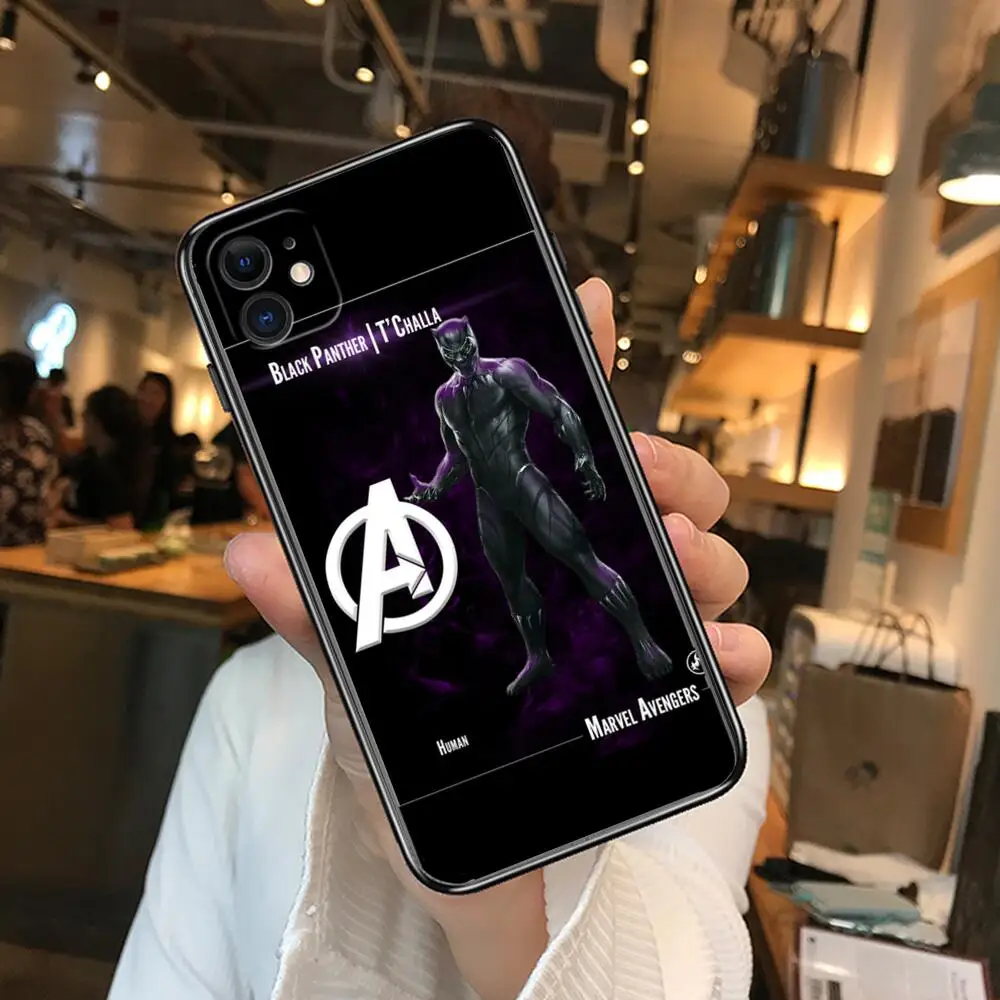 Фото Черный чехол для телефона Мстители для iphone 13 Pro Max, Чехол 12 11 Pro Max 8 PLUS 7PLUS 6S XR X XS 6 mini se, мобильный сотовый телефон №3