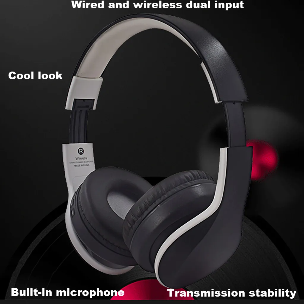 Foldable Bluetooth Handsfree Headset True Wireless Hi Fi Stereo AUX Wired Headphones with Microphone for huawei Xiaomi Phones