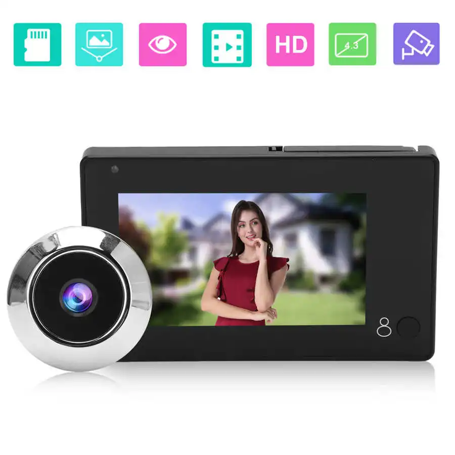 Digital Door Viewer Video Doorbell Smart Wireless 4.3in TFT Color Screen 145 ultra-wide angle for Home Hotel Apartment | Безопасность и