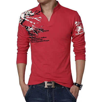 Осень г. Повседневное футболка Для мужчин Мода Полосатый O Средства ухода за кожей шеи с длинным рукавом Для мужчин футболка Slim Fit Для мужчин S одежда Тенденция хип-хоп футболки 5XL - Цвет: T197 Red