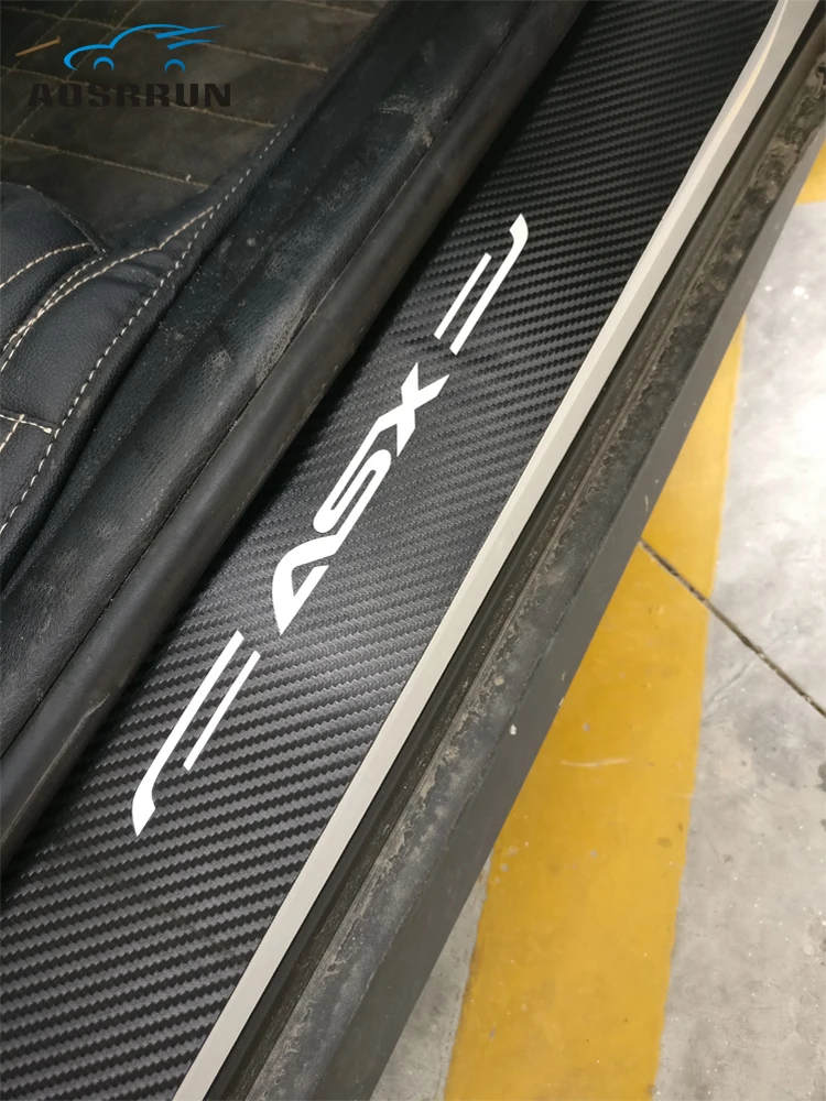 

for Mitsubishi ASX 2011 2012 2013 2104 2015 2016 2017 2018 2019 PU leather Carbon fiber Door Sill Scuff Plate Car Accessories