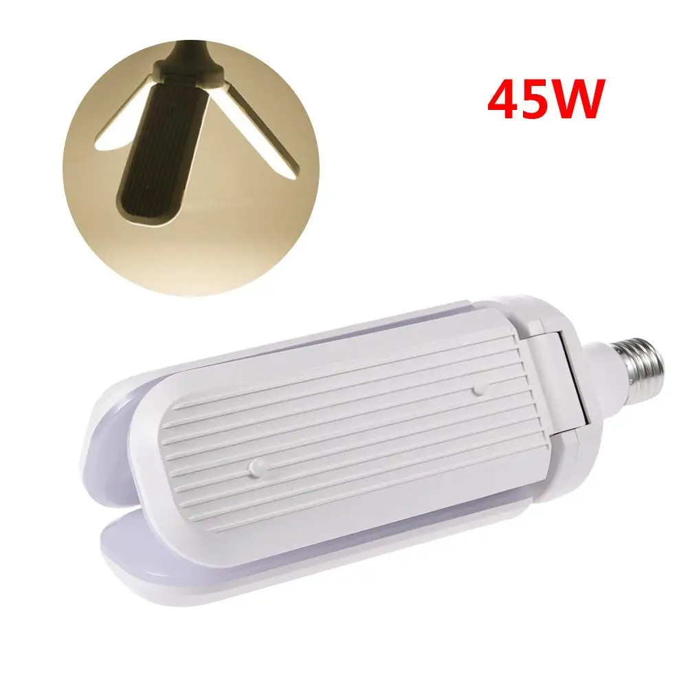 60 Вт E27 Светодиодный светильник SMD2835 супер яркий Складной вентилятор Регулируемый угол наклона потолочный светильник для дома энергосберегающие огни для мастерской - Цвет: Warm White