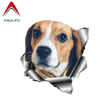 

Aliauto Beagle Car Sticker Torn Metal Pet Dog Decal Reflective Stickers Waterproof Car Styling Sunscreen Cover Scratch,13cm*12cm
