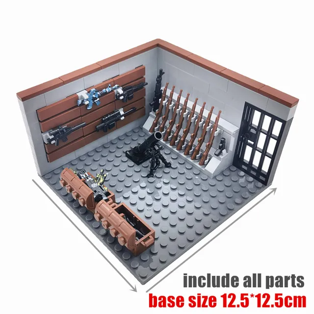 New Military Weapons Base WW2 Blocks Toys for Boys Birthday Gift Compatible Army Technical Building Bricks MOC Construction Toy weapon1-room