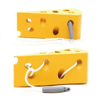 

Early Childhood Children's Toys Series Wooden Mouse Threading Cheese Wooden Baby Puzzle Threading Toy Puzzle Simulation Toy
