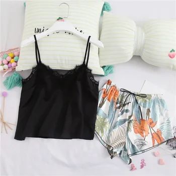 

Smmoloa Sleepwear Women Sleeveless Silk Satin Pajama Set