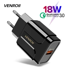 Venroii Универсальный 18 Вт USB Quick Charge 3,0 для iPhone X 8 EU US Plug мобильный телефон быстрое зарядное устройство для Xiaomi huawei Honor