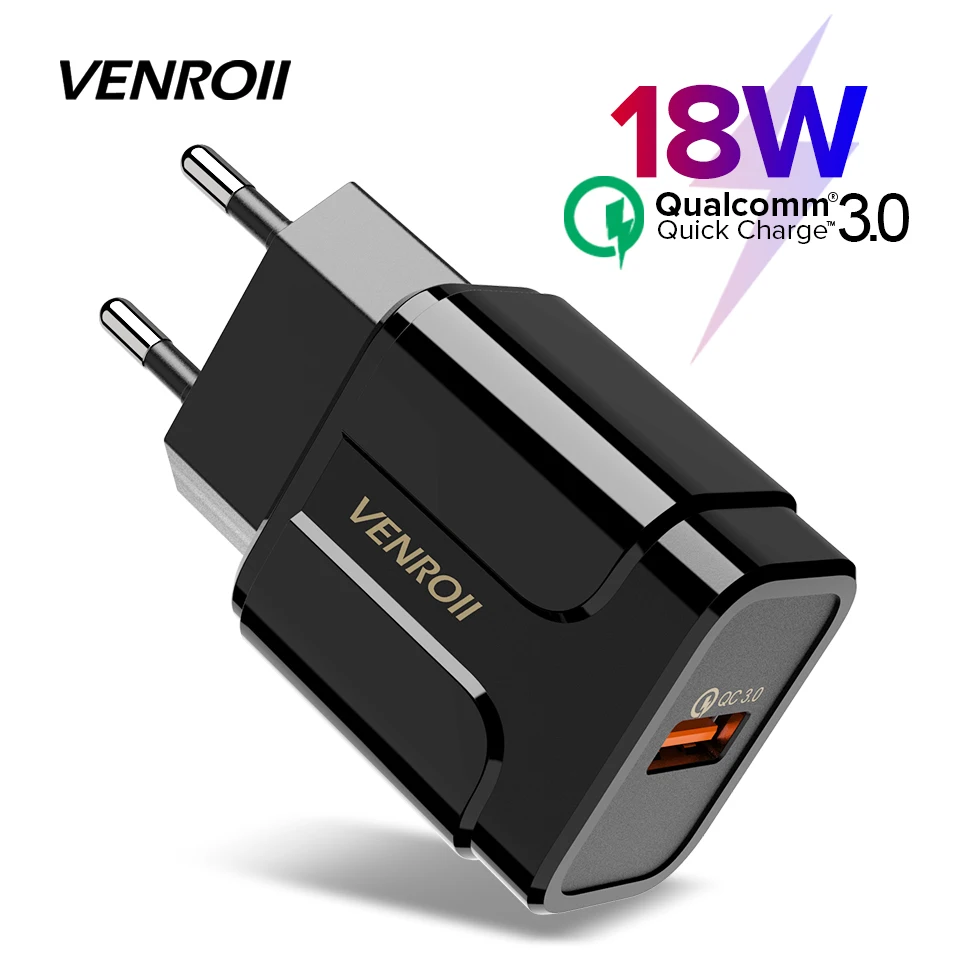 Универсальная Быстрая зарядка Venroii 18 Вт USB 3 0 для iPhone X 8 ЕС США штекер мобильный