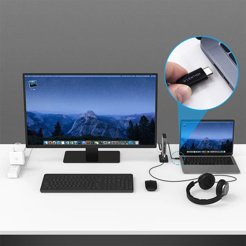 USB-C переносная док-станция с HDMI 1080P VGA, Gigabit Ethernet, кардридер, адаптер Aux, USB3.0, питания, разъем rj45