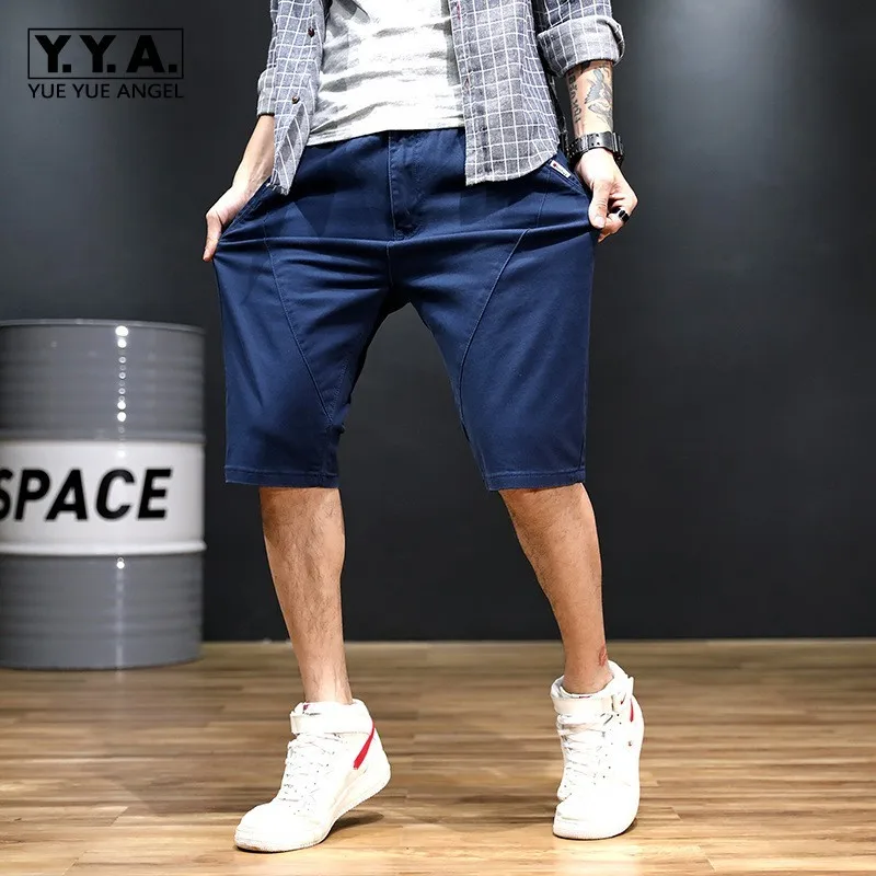 Новые летние Брендовые мужские свободные прямое длины до колена шорты модные Повседневное Хлопковые смеси сплошной Винтаж шорты на пуговицах плюс Размеры; большие размеры 30-48