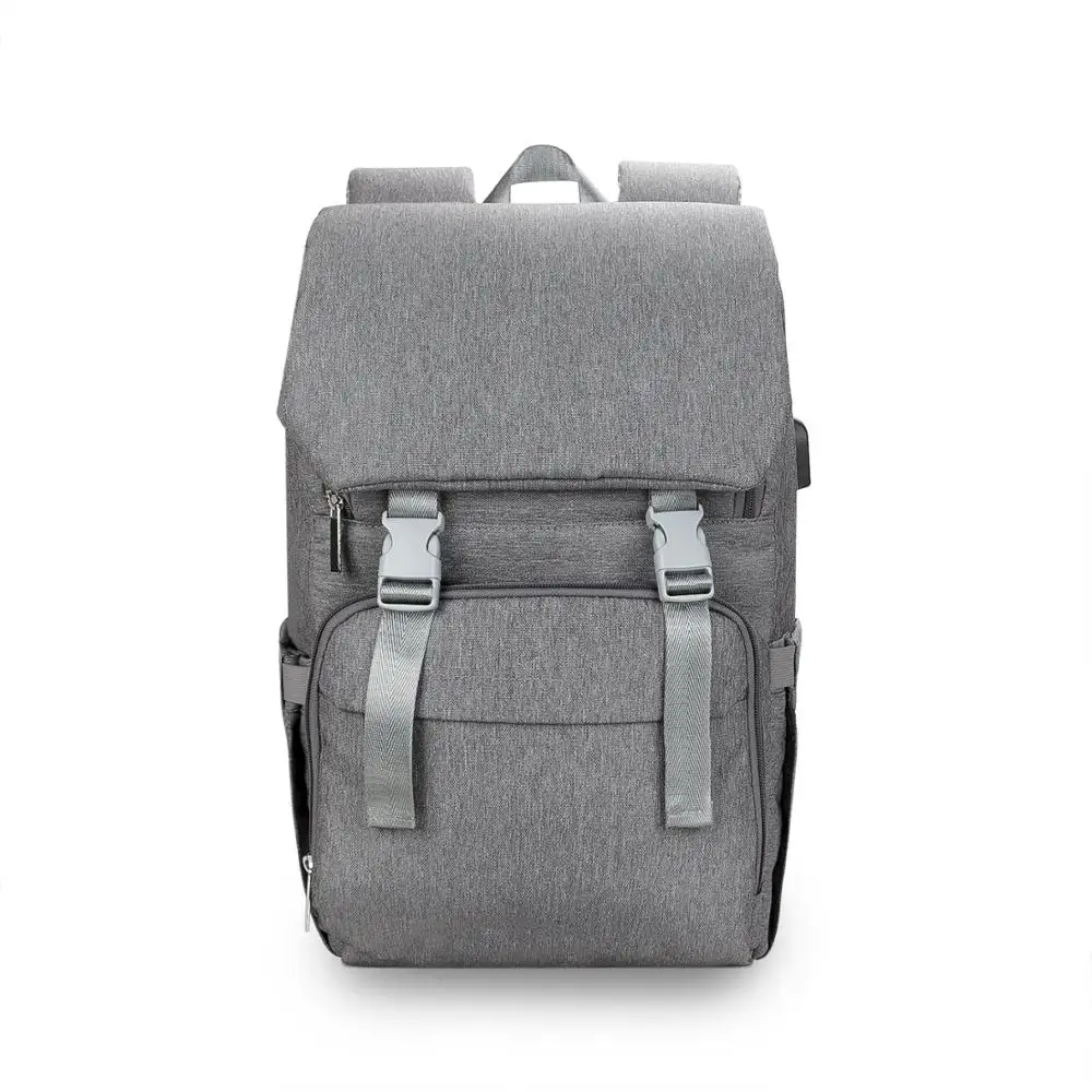Новинка, сумка для подгузников, водонепроницаемая, Оксфорд, большая вместительность, рюкзак для путешествий, сумка для беременных, рюкзак для мамы и папы с USB зарядкой - Цвет: GRAY