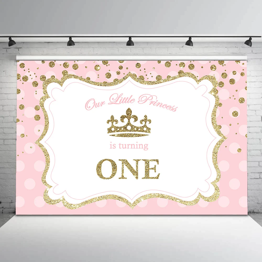 Newborn Baby Shower Royal Crown Pink Girl Backdrop For Photography