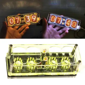 

IN-12 Glow Tube Clock Digital Display Bedroom Gift RGB LED Home 4 Bit Integrated With Backlight 5V 1A USB Charging Seven Color