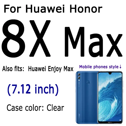 Для huawei Honor 7A 8A Pro 8S 8C 8X Max 7C 7s Чехол прозрачный мягкий гелевый ТПУ силиконовый чехол для телефона AUM-AL00/AL20/Dua-L22 - Цвет: 8X Max