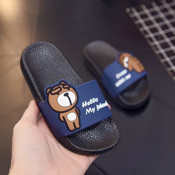 

2020 Summer Children Slippers Boys Fashion Kids Cartoon Bear Bathroom Flip Flop Outdoor Sandals Baby Boys Non-slip Home Slippers