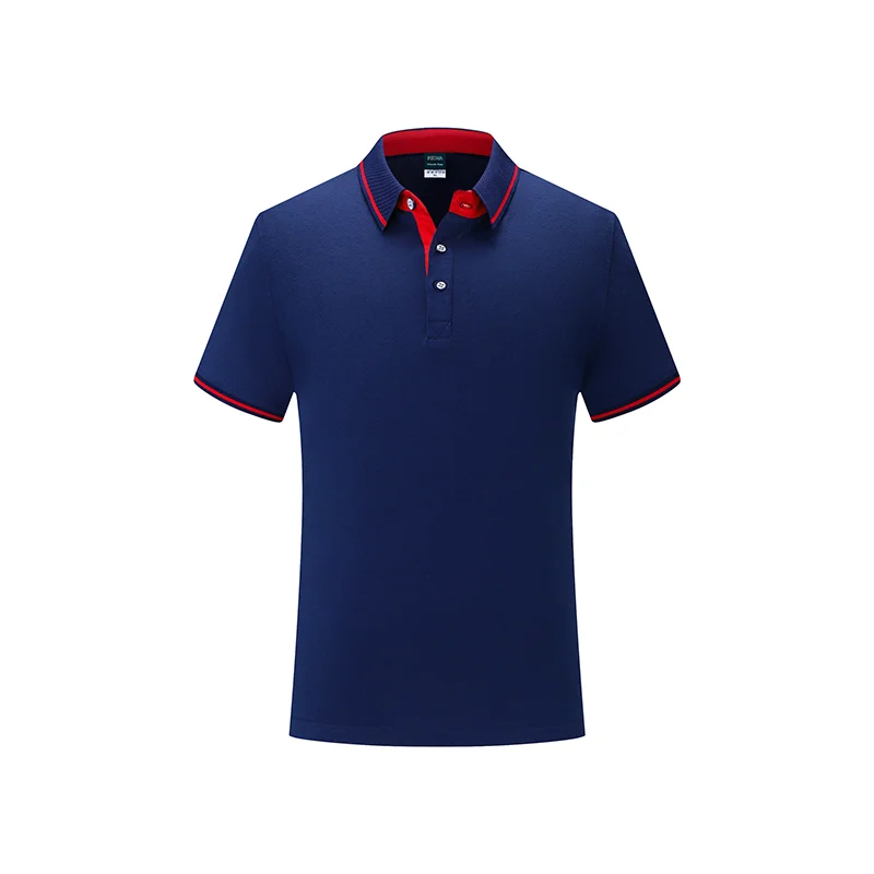 Dark blue Повседневная летняя однотонная хлопковая рубашка поло с короткими рукавами, индивидуальная форма группы компаний, индивидуальный дизайн с принтом логотипа - Цвет: Dark blue