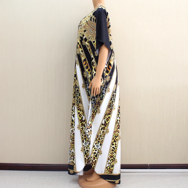 Африканские Дашики размера плюс Свободные ювелирные изделия с леопардовым принтом модные дизайнерские осенние женские элегантные повседневные платья