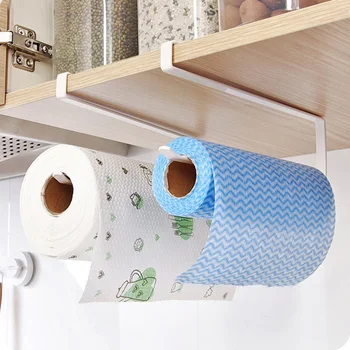 

New Storage Rack Paper Hanger Towel Kitchen Under Cupboard Roll Holder Kitchen Napkins Hanger Cling Film Storage Wardrobe Door