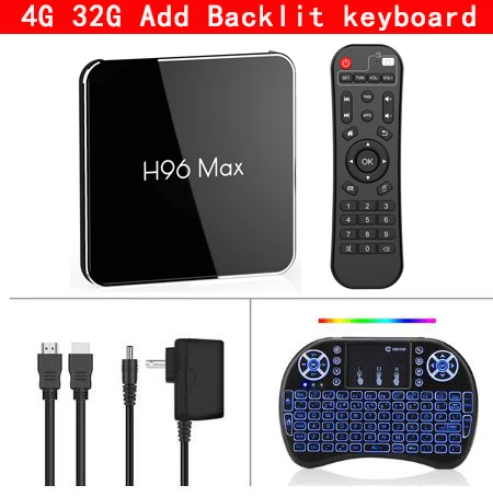 H96 MAX X2 Android 9,0 Smart tv Box Amlogic S905X2 4 Гб 64 Гб 5G Wifi H.265 4K USB3.0 Google Play Store Youtube медиаплеер - Цвет: 4G 32G Add keyboard