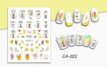 

3D Stickers for Nails Juice Cup Drink Ice Cream Nails Art Decoration Manicure Sticker Decals Slider Nail Foil Tips Accessories
