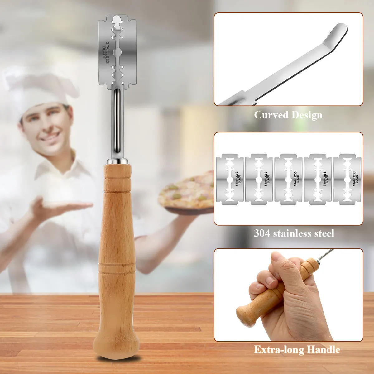 Bakery Tools Set Bread Proofing Basket And Bread Lame Toos And Dough Scraper Include 11pcs/set Blades Sourdough Basket Bannet#15