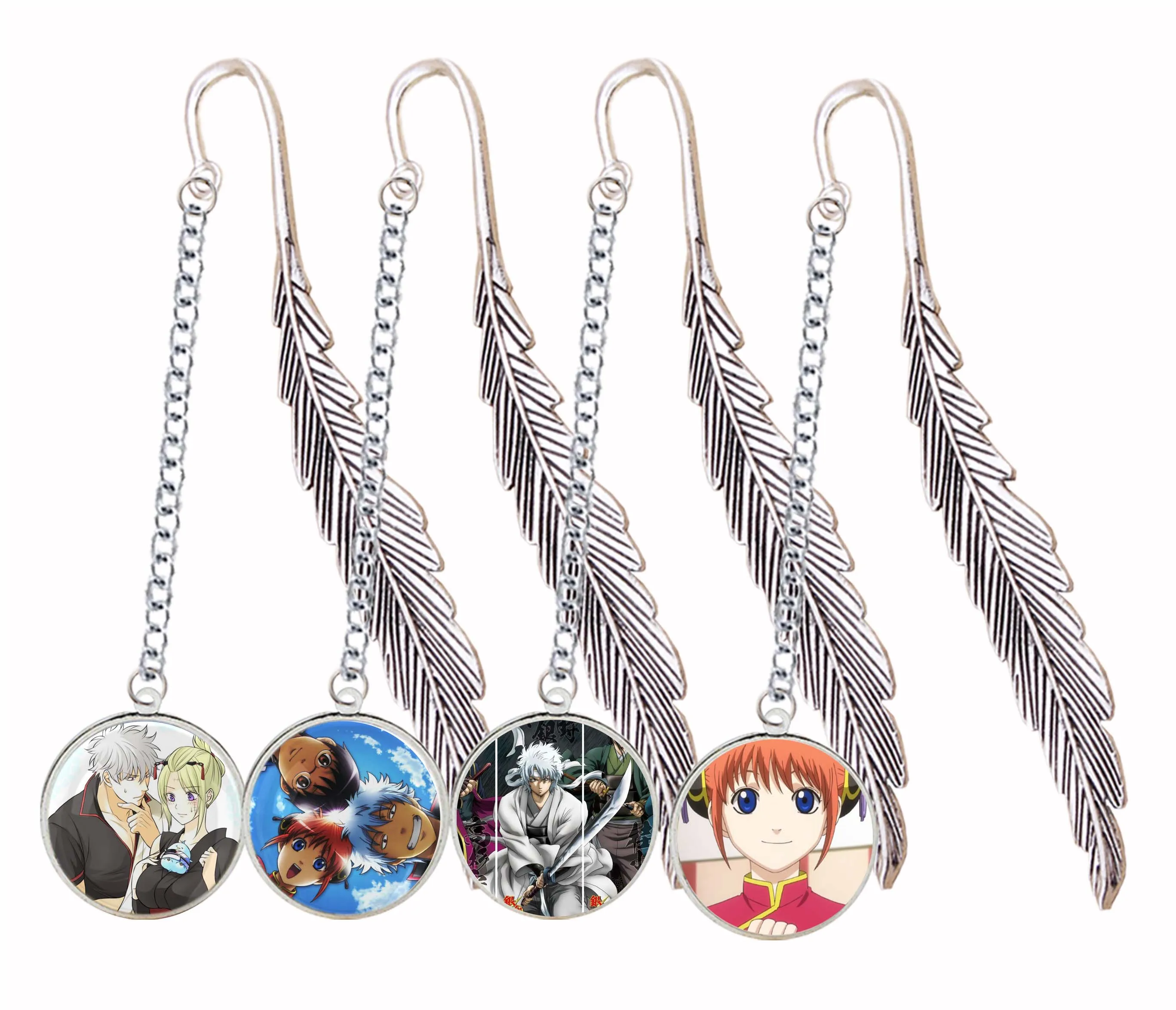 Аминовая фигурка гинтама металлическая Закладка перо с соединительное звено подвеска Косплей плакат для чтения книг марка блокнот бумаги делитель индекс