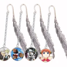 Аминовая фигурка гинтама металлическая Закладка перо с соединительное звено подвеска Косплей плакат для чтения книг марка блокнот бумаги делитель индекс