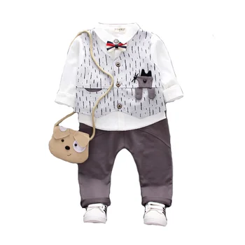 

New Spring Autumn Children Gentleman Clothes Suit Baby Boy Girl Print Vest Shirt Pants 3Pcs/sets Kids Toddler Fashion Sportswear
