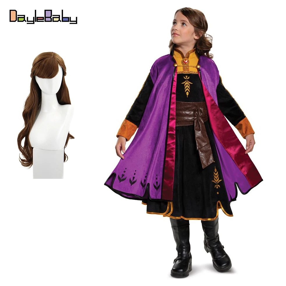 

Princess Anna New Style Dress Elsa Cosplay Costume for Girls Birthday Party Dress-up Kids Elza Vestidos Anna Costume