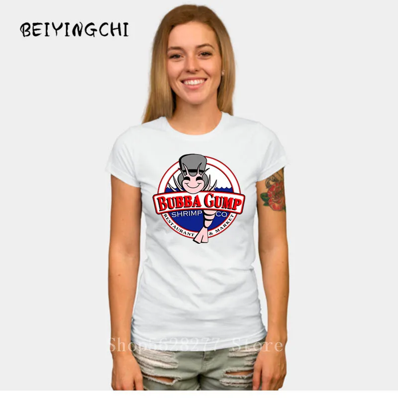 Новинка лета 2019 Высококачественная футболка Bubba Gump с изображением креветки