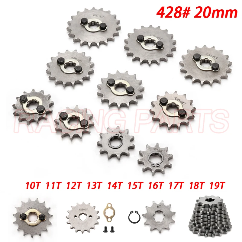 Pignone Motore Anteriore 428 20Mm 10T-19T 12 Denti Per Stomp Upower Dirt Pit Bike Atv Quad Go Kart Ciclomotore Buggy Scooter Moto
