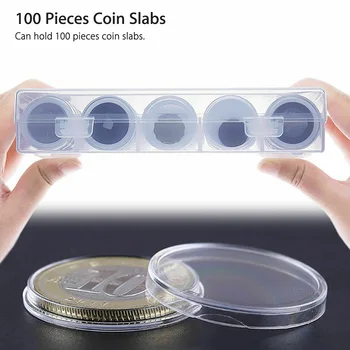 

30mm Clear Round Plastic Coin Capsule Box Holder 100pcs Coin Slabs Coin Storage Box BJStore
