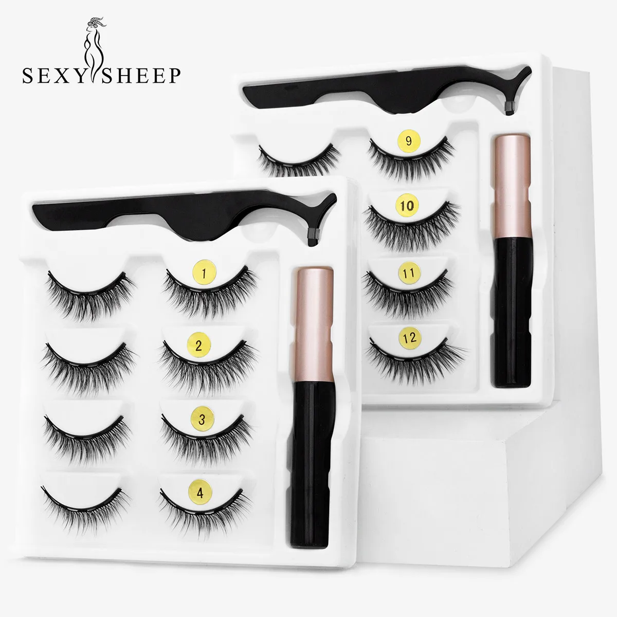 Pestañas postizas magnéticas 3D con imán Natural, 4/2 pares, resistentes al agua, duraderas, magnéticas, delineador de ojos, juegos de pestañas, herramienta de maquillaje delineador de ojo