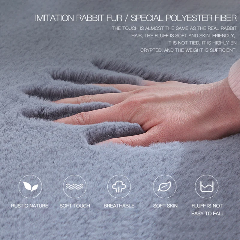 

Soft fluffy faux fur rug Microfiber imitation rabbit hair center living room/bedroom carpet 8 Colors White Gray Brown Purple