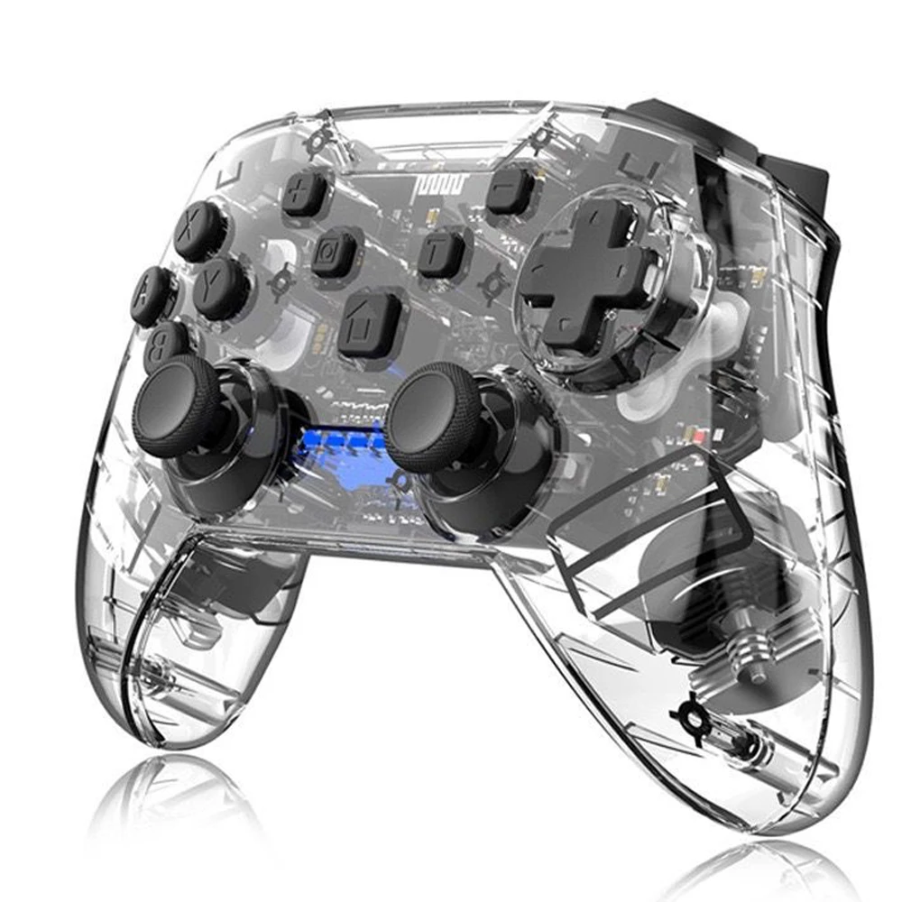 Hot Sale Wireless Controller Transparent Bluetooth Gamepad with 6-axis Gyro Adjustable Turbo Dual Vibrationfor Nintendo Switch