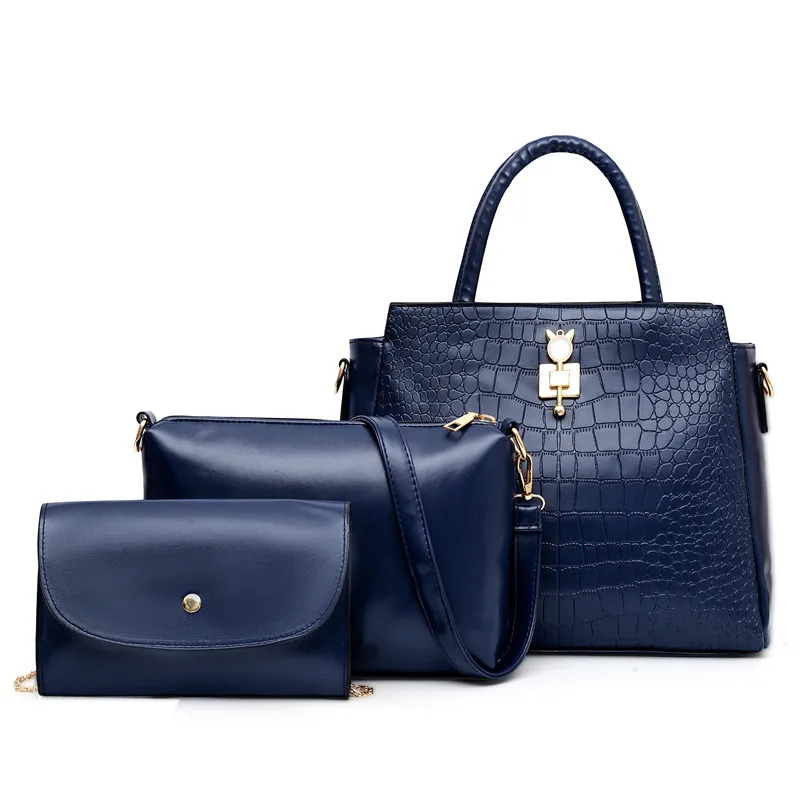 

2019 Europe And America New Style Crocodile Pattern WOMEN'S Bag WOMEN'S Handbag Crossbody Bag Different Size Bags Three-piece Se