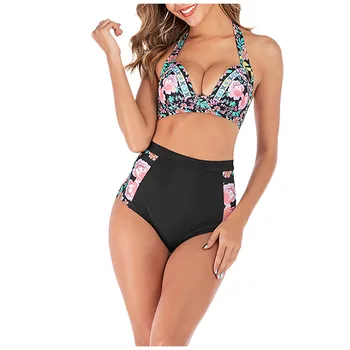 

bikinis 2019 mujer Fashion Women Bikini Cactus Foral Printed Bathing Beachwear Split Swimsuits biquinis feminino swimming suit