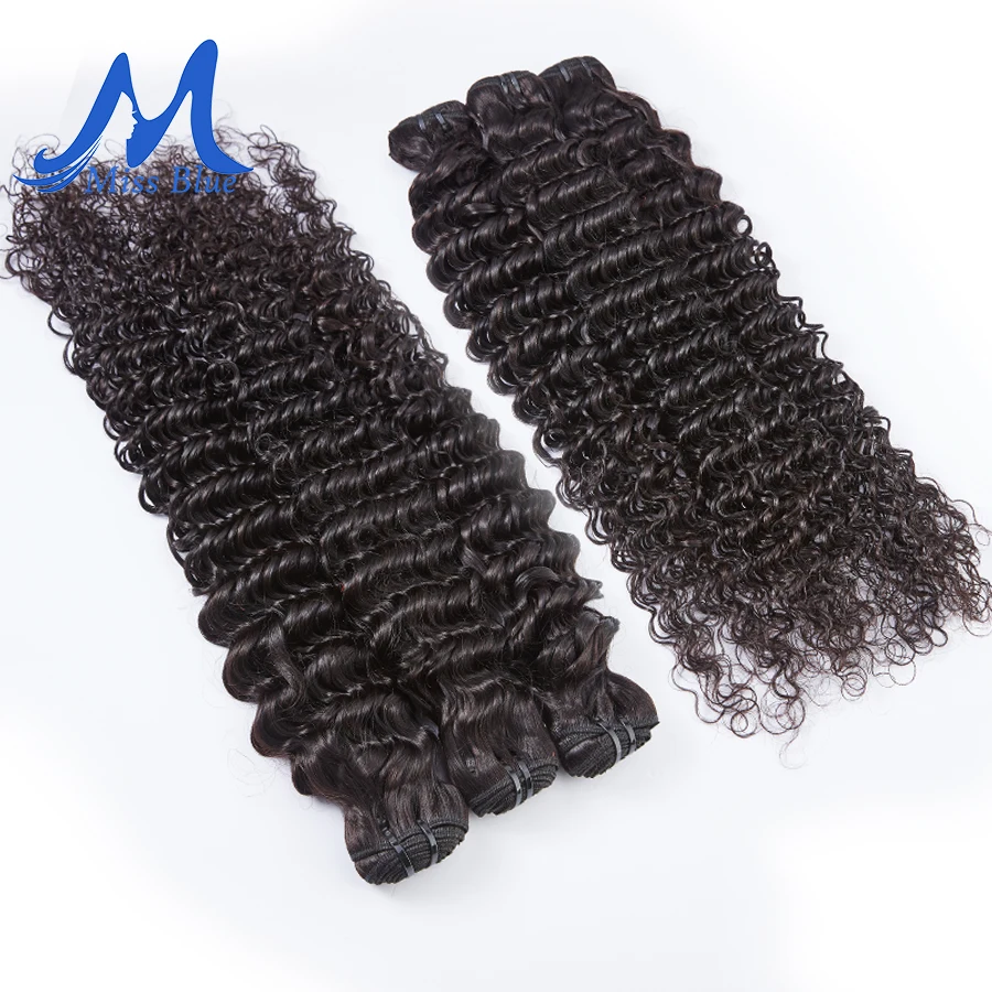 Missblue бразильские пучки волос вьющиеся человеческие волосы уток 3/4 пучки волосы Remy для наращивания 8-30 32 38 40 дюймов