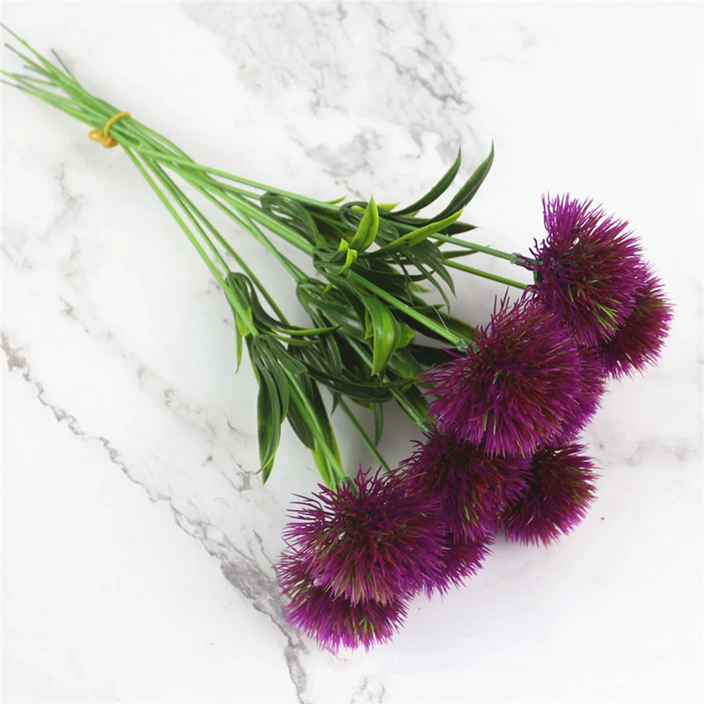 5PCS 26cm Silk Dandelion Flowers Classic Real Touch Decor Green Fake Artificial Flower Party Wedding Home Decorative Supply