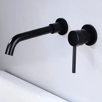 

European-style All-copper Buried Wall Hot And Cold Basin Faucet Double Hole Paint Antique Washbasin Faucet